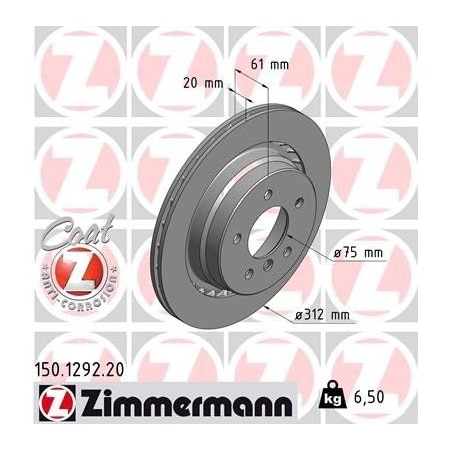 Zimmermann Brake Disc - Standard/Coated, 150129220 150129220